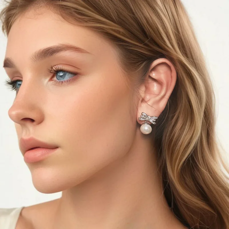 (bilde for) PANDORA Style Sløyfe Perleøredobber - YIE247 - Vis 8
