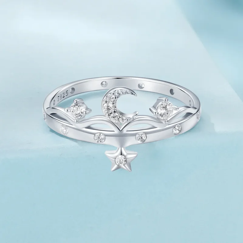 (bilde for) PANDORA Style Star and Moon Ring - SCR1046 - Vis 3
