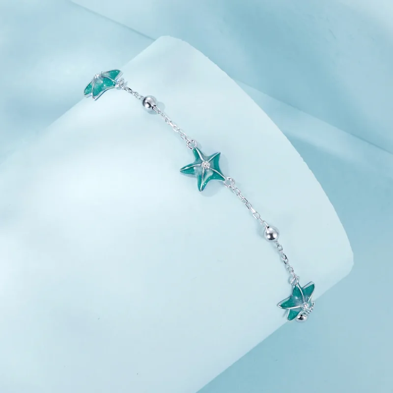 (bilde for) PANDORA Style Starfish Teal Anklet - SCT026 - Vis 2