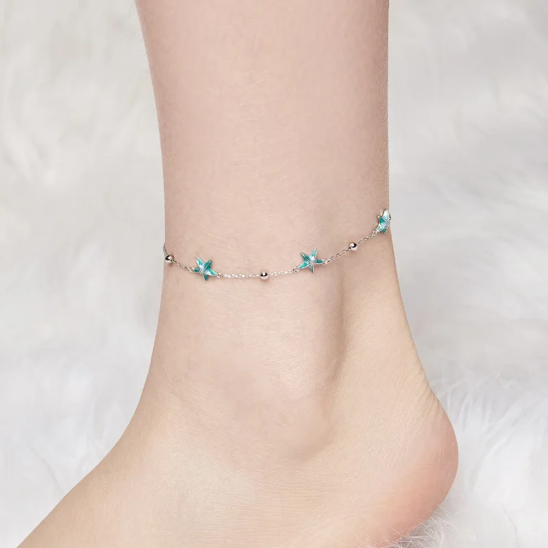 (bilde for) PANDORA Style Starfish Teal Anklet - SCT026 - Vis 4