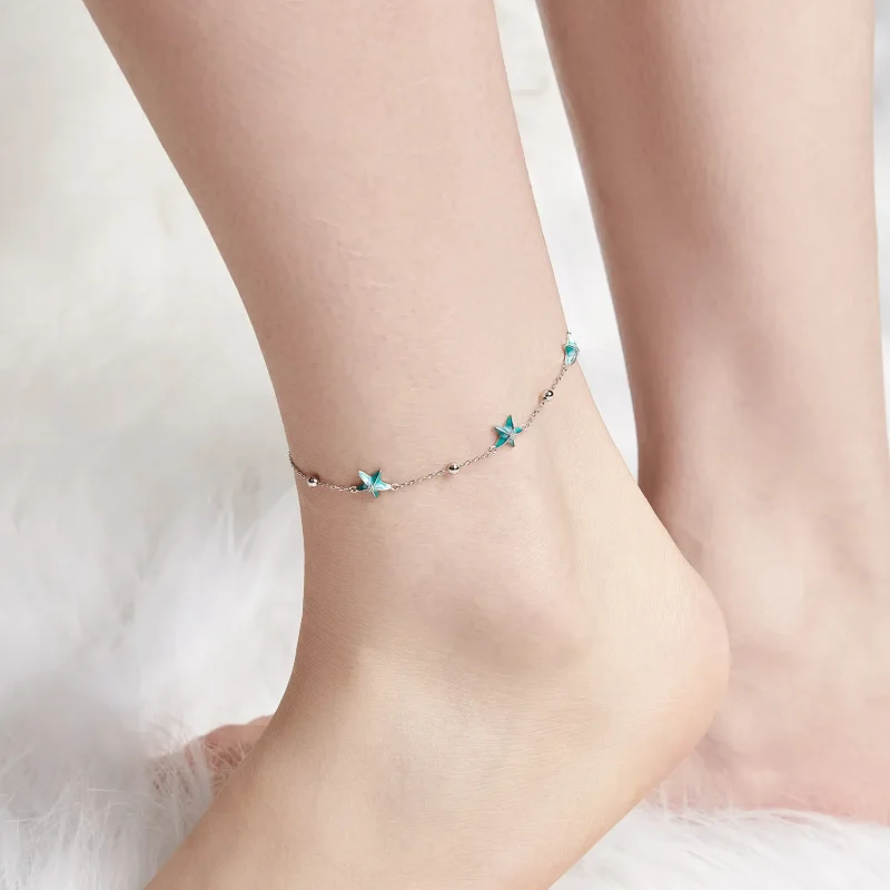 (bilde for) PANDORA Style Starfish Teal Anklet - SCT026 - Vis 5