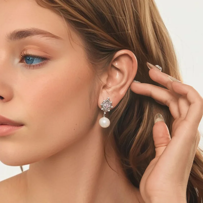 (bilde for) PANDORA Style Starlight-rosa øredobber - YIE246 - Vis 8
