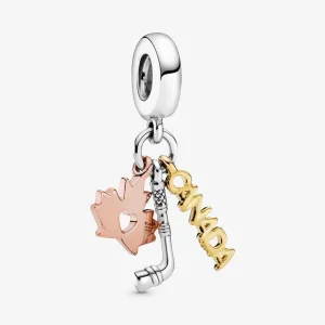 (bilde for) Pandora Canada, Maple Leaf & Hockey Stick Dingle Charm - 798996C00
