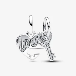 (bilde for) Pandora Delbart Hjerte og Nøkkel Hengende Charm - 793081C01