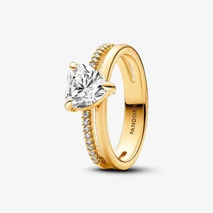(bilde for) Pandora Dobbelt Bånd Hjerte Ring - 163100C01