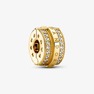 (bilde for) Pandora Funklende Pavé Rader og Logo Klemmecharm - 769042C01