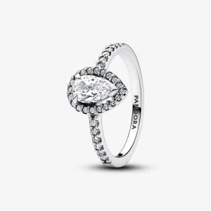 (bilde for) Pandora Funklende Pæreformet Sirkel Ring - 192835C01