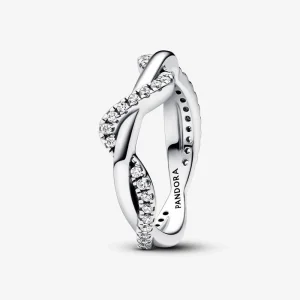 (bilde for) Pandora Funklende Sammenvevd Bølge Ring - 193098C01