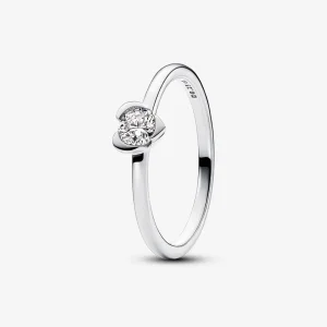 (bilde for) Pandora Heart sterling silver ring with 0.25 ct TW G-J VS+ round brilliant excellent cut lab-grown diamond - 193115C01