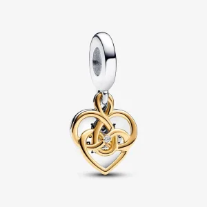 (bilde for) Pandora Inngraverbar Mum Dobbel Hengende Charm med Lab-dyrket Diamant - 763237C01