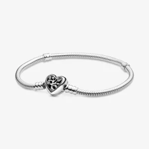(bilde for) Pandora Moments Familietre Slangekjedearmbånd med Hjerteformet Lås - 598827C01
