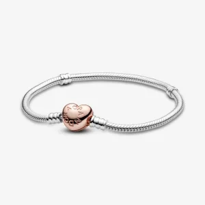 Pandora Moments Hjerte og Slangekjede Armbånd - 580719 (bilde for) Pandora Moments Hjerte og Slangekjede Armbånd - 580719
