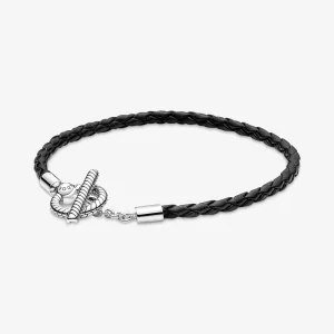 (bilde for) Pandora Moments T-bar Armbånd i flettet skinn - 591675C01