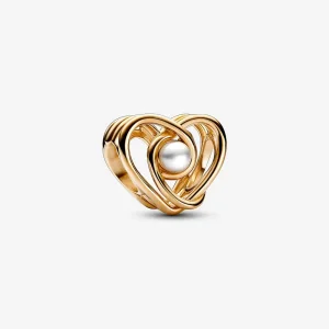 (bilde for) Pandora Åpent Virvlende Hjerte og Behandlede Ferskvanns kulturperler Charm - 752636C01