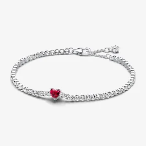 (bilde for) Pandora Rødt Funklende Hjerte Tennisarmbånd - 590041C02