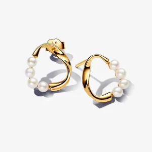 (bilde for) Pandora Øredobber med Organisk Formet Sirkel og Behandlede Ferskvannskulturperler - 263276C01