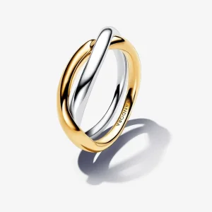 (bilde for) Pandora Ring med Sammenflettede Bånd i to farger - 163262C00