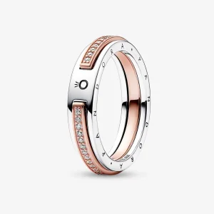(bilde for) Pandora Signature Tofarget Logo og Pavé Ring - 182773C01
