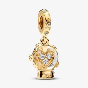 (bilde for) Pandora Snøkule med Hjerteformet Snøfnugg Hengende Charm - 762825C01