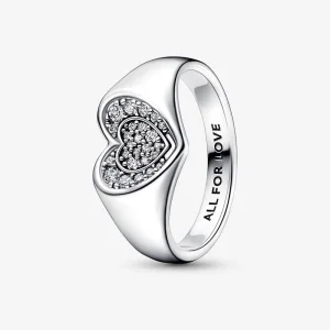 (bilde for) Pandora Strålende Hjerte Pavé Signetring - 192491C01