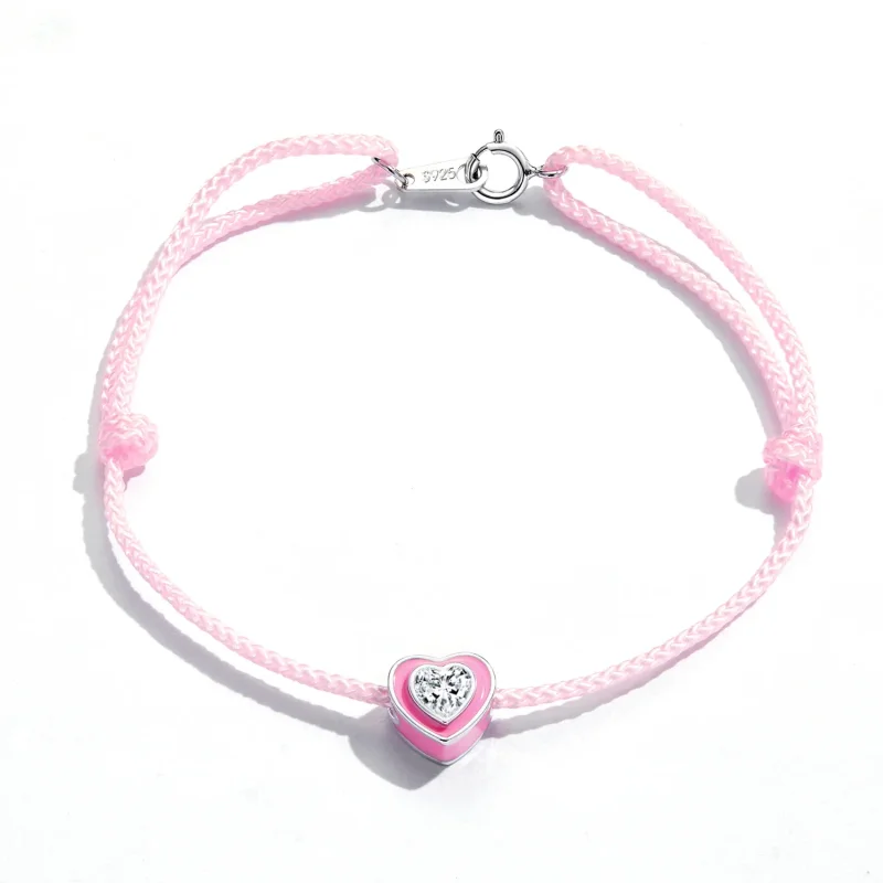 (bilde for) Pandora Style Pink Heart Anklet - SCT022 - Vis 2
