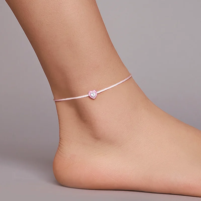 (bilde for) Pandora Style Pink Heart Anklet - SCT022 - Vis 6