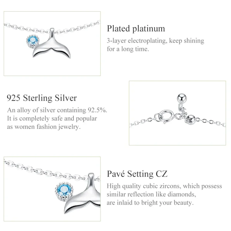 (bilde for) Pandora Style Silver Mermaid Hale Anklet - SCT004 - Vis 7
