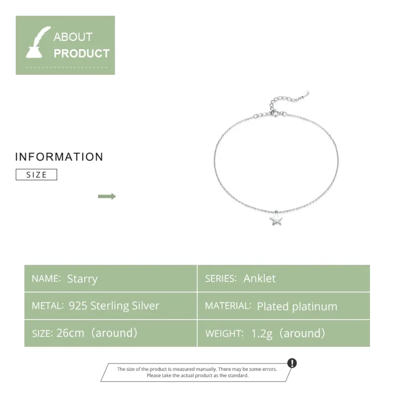 (bilde for) Pandora Style Silver Starry Anklet - SCT009 - Vis 5