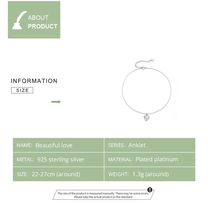 (bilde for) Pandora Style Sølv Beautiful Love Anklet - SCT013 - Vis 5