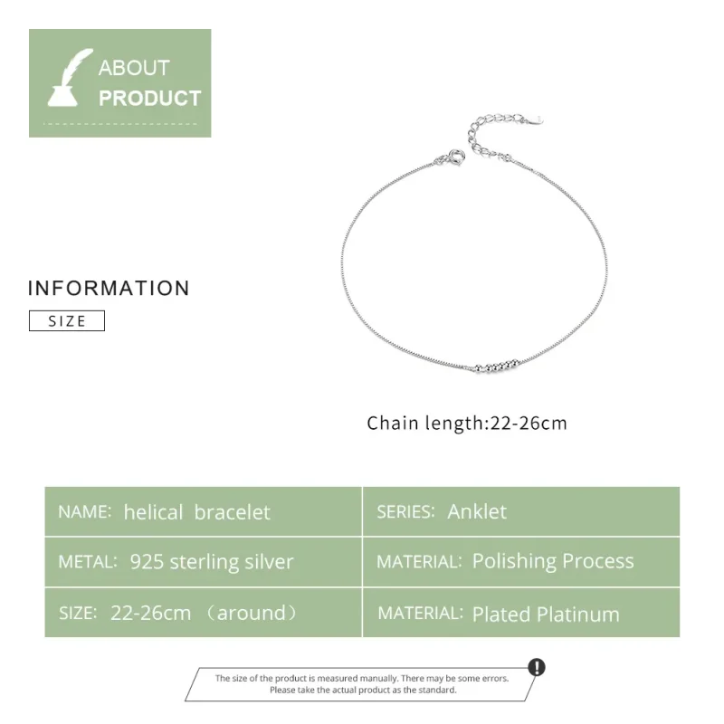 (bilde for) Pandora Style Sølv Helical Anklet - SCT007 - Vis 5