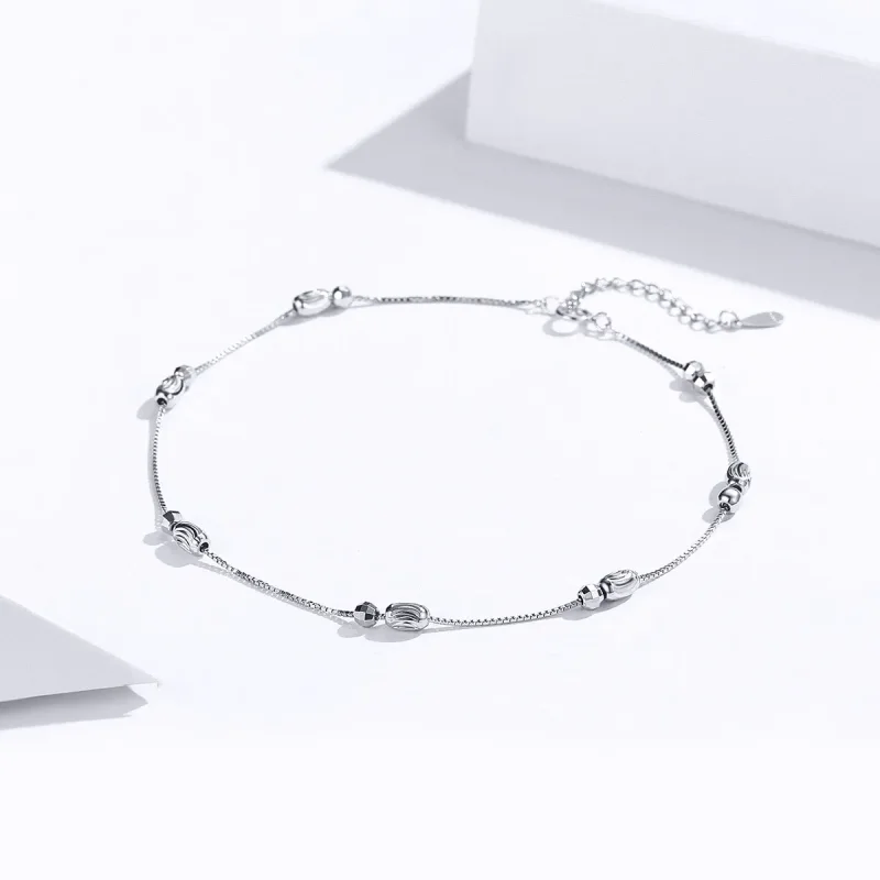 (bilde for) Pandora Style Sølv Små Runde Perler Anklet - SCT010 - Vis 2
