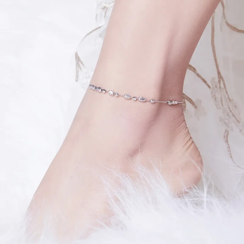 (bilde for) Pandora Style Sølv Små Runde Perler Anklet - SCT010 - Vis 3