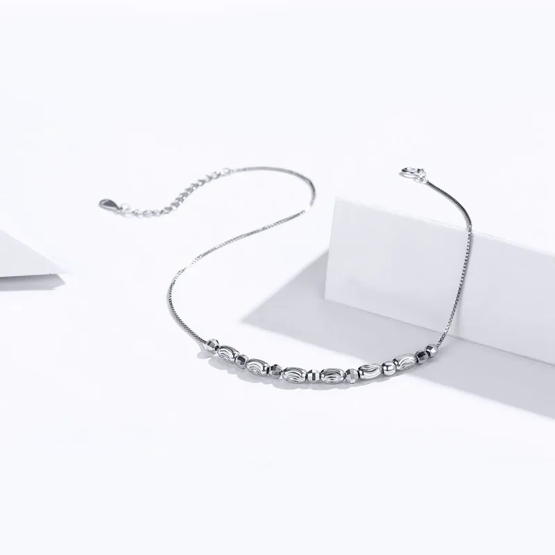 (bilde for) Pandora Style Sølv Små Runde Perler Anklet - SCT010 - Vis 4