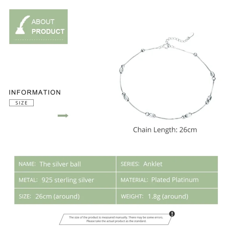 (bilde for) Pandora Style Sølv Små Runde Perler Anklet - SCT010 - Vis 5