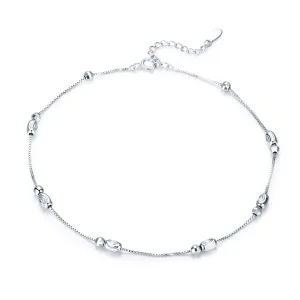 (bilde for) Pandora Style Sølv Små Runde Perler Anklet - SCT010