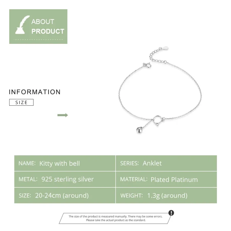 (bilde for) Pandora Style Sølv Søt Kattunge & Bell Anklet - SCT003 - Vis 5