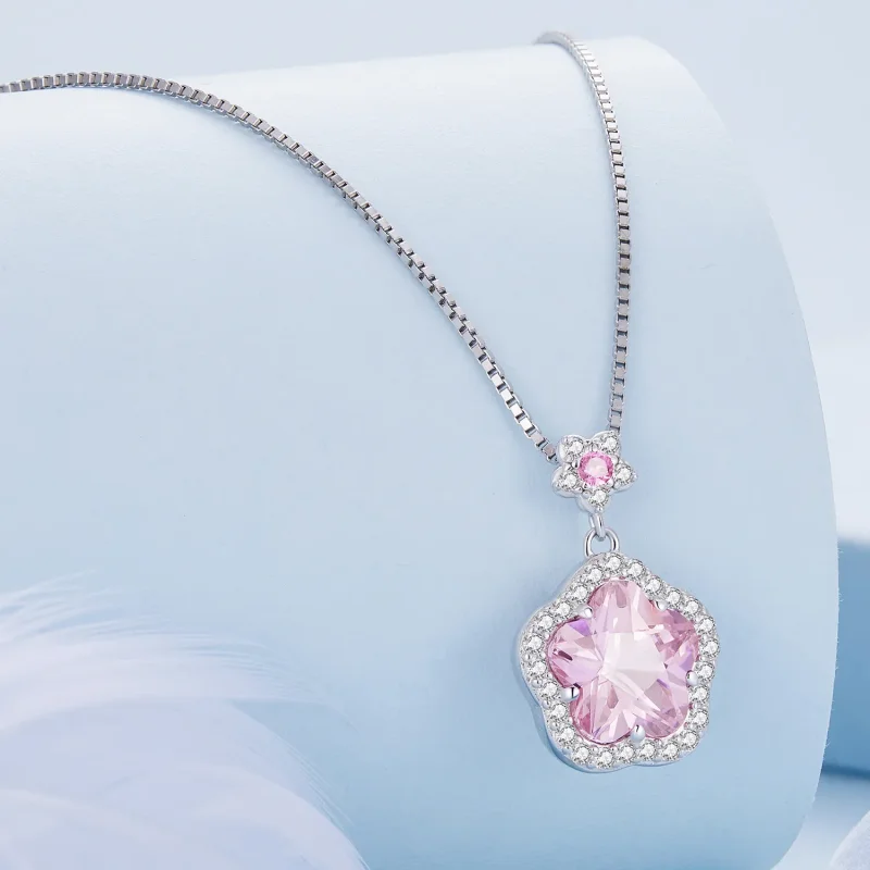 (bilde for) Pandora stil halskjede med liten blomst - BSN329 - Vis 2