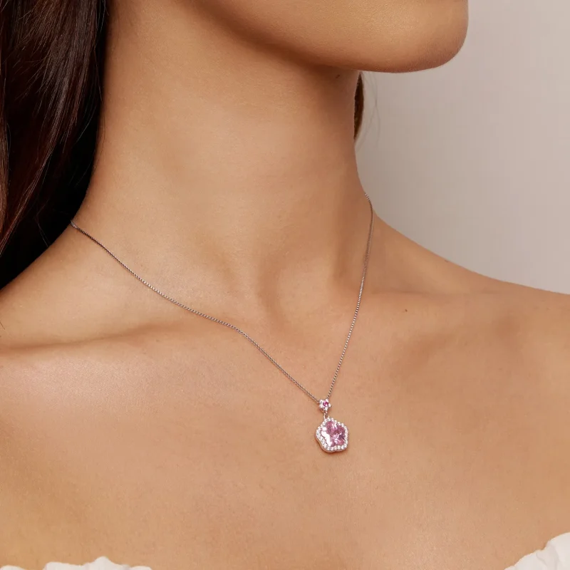 (bilde for) Pandora stil halskjede med liten blomst - BSN329 - Vis 5