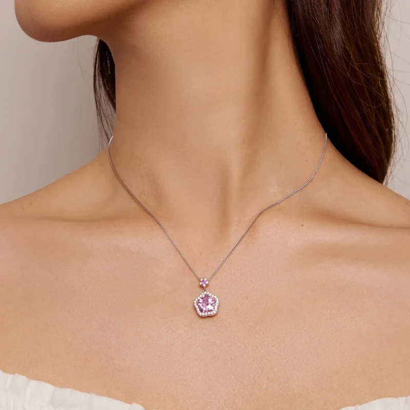 (bilde for) Pandora stil halskjede med liten blomst - BSN329 - Vis 8