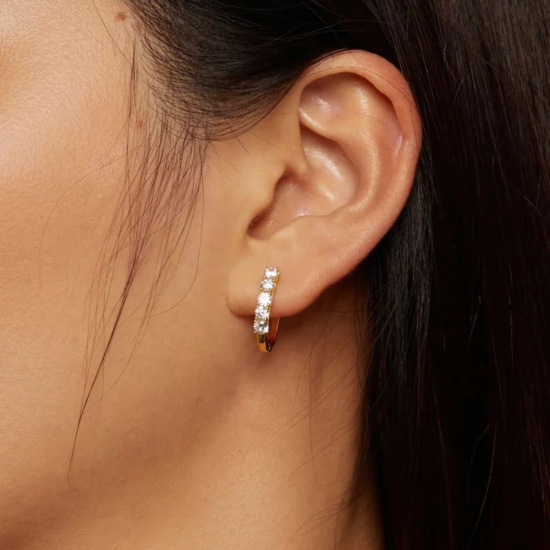 (bilde for) Pandora-stil U-formede Moissanite mønster bøyler øredobber - MSE011-B - Vis 8