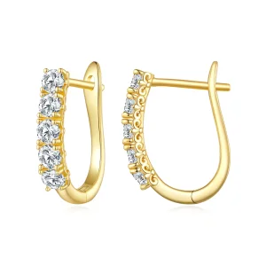 (bilde for) Pandora-stil U-formede Moissanite mønster bøyler øredobber - MSE011-B