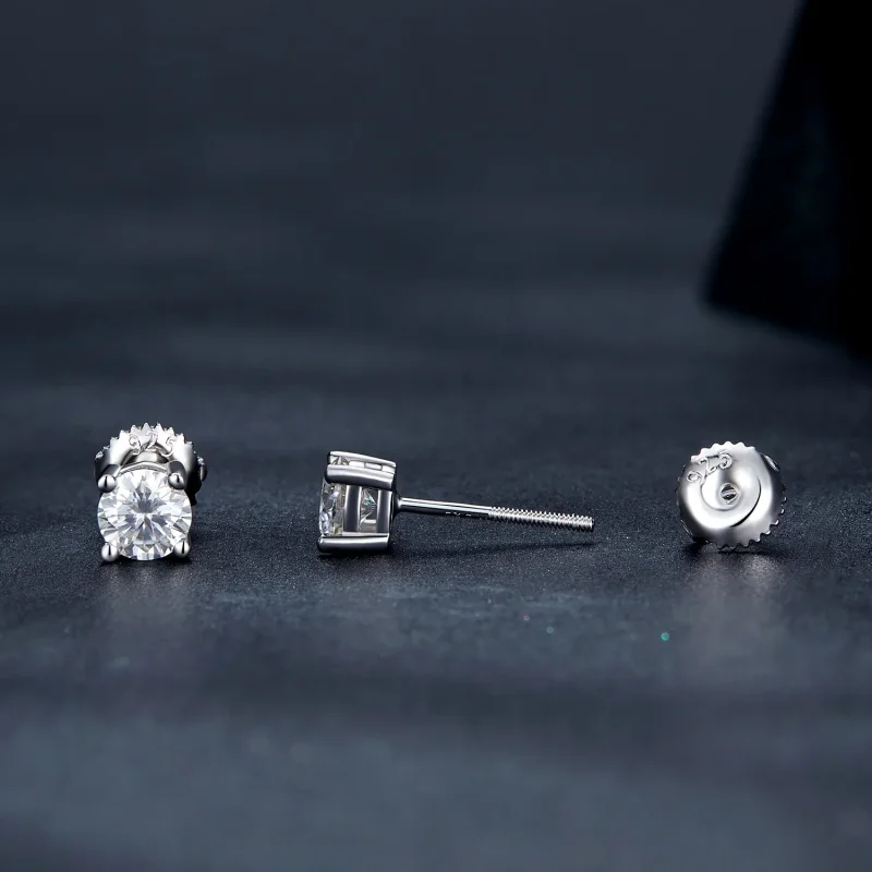 (bilde for) Pandora Style 0,5 karat fireklo Moissanite øredobber - MSE003-S - Vis 3