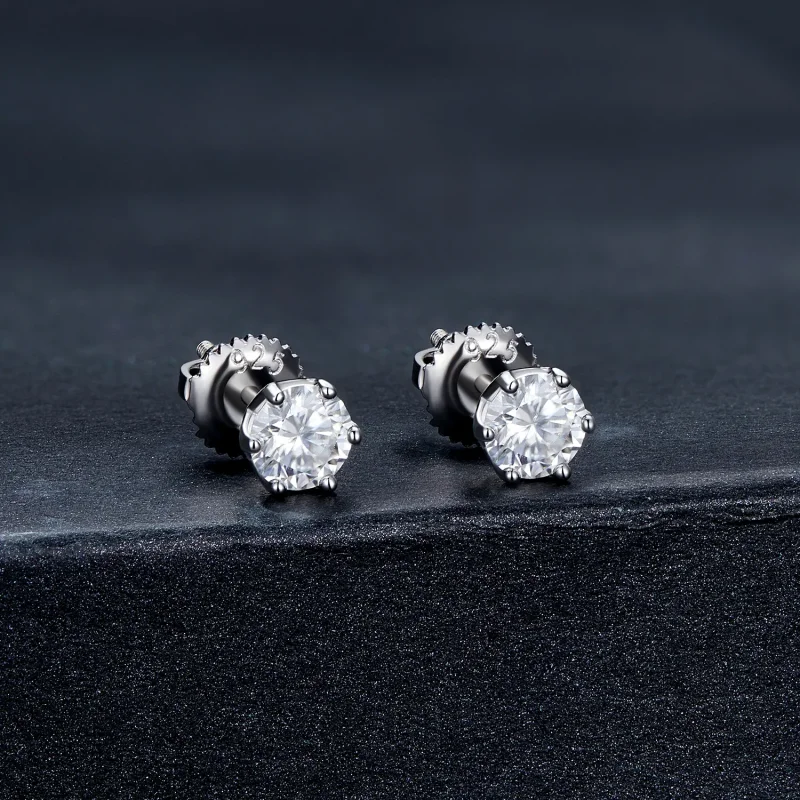 (bilde for) Pandora Style 0,5 karat fireklo Moissanite øredobber - MSE004-S - Vis 2