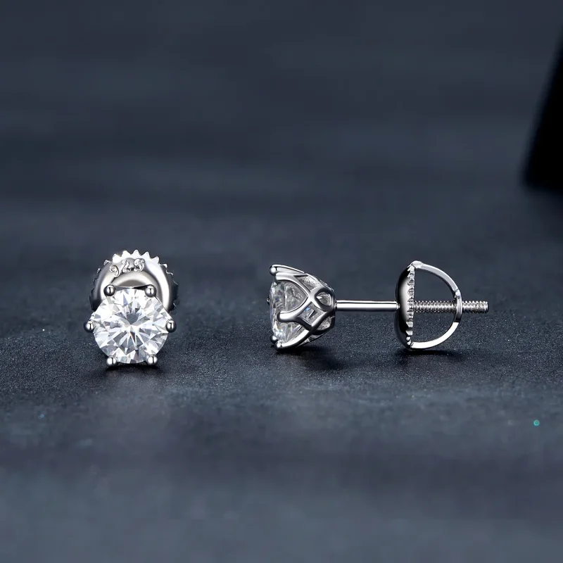 (bilde for) Pandora Style 0,5 karat fireklo Moissanite øredobber - MSE004-S - Vis 3
