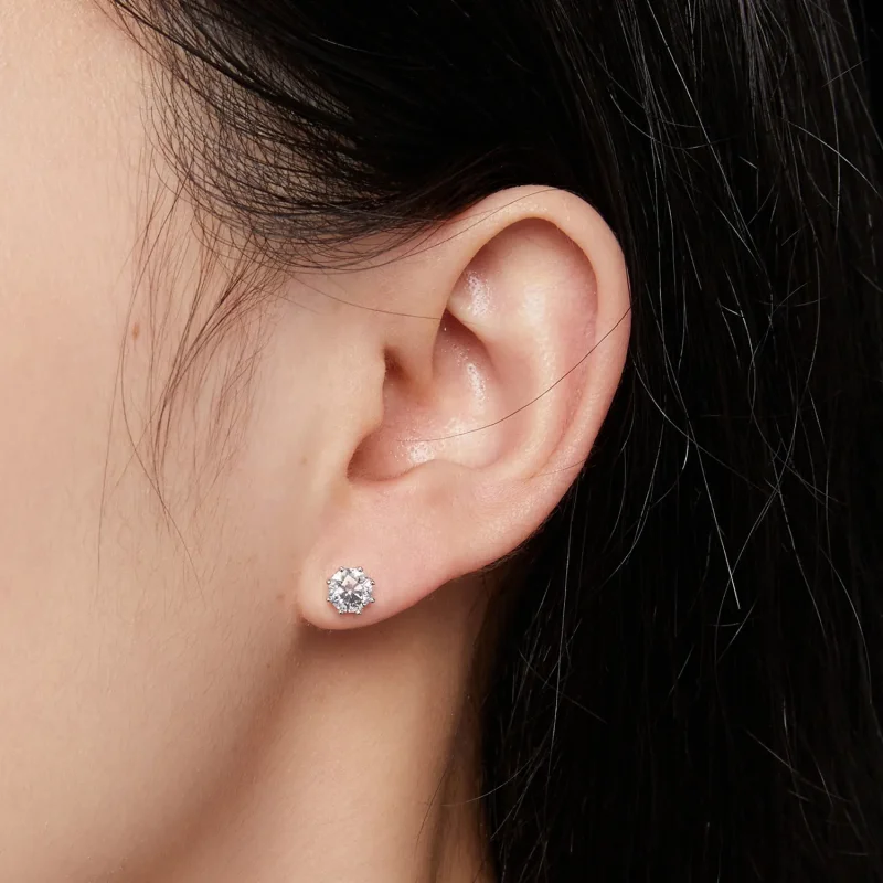 (bilde for) Pandora Style 0,5 karat Moissanite Hoops øredobber - MSE019-S - Vis 4