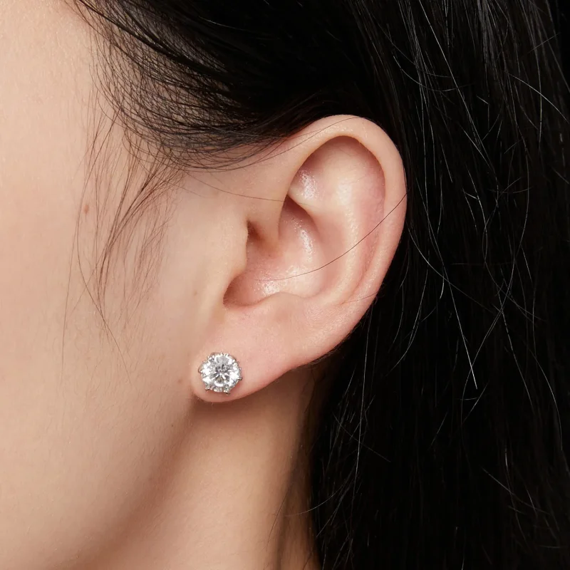 (bilde for) Pandora Style 1 karat Moissanite øredobber - MSE020-L - Vis 4