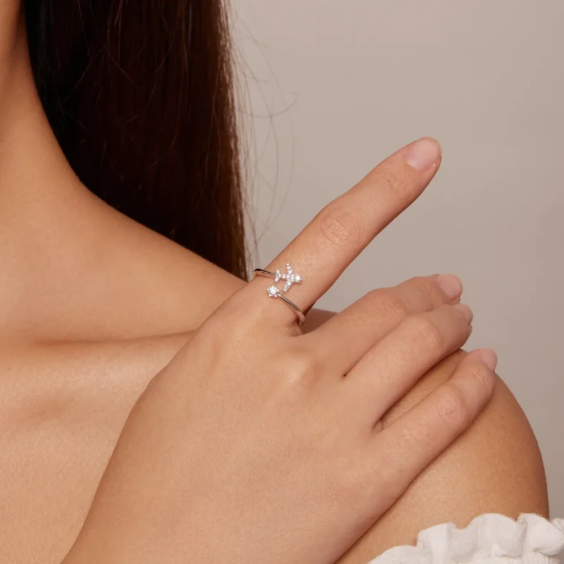 (bilde for) Pandora Style Airplane Open Ring - SCR623-A - Vis 2