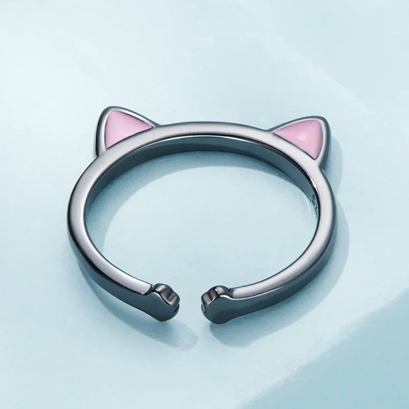 (bilde for) Pandora Style Black Cat Ears Open Ring - SCR922 - Vis 3
