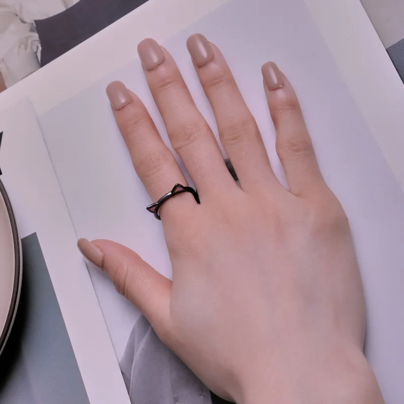 (bilde for) Pandora Style Black Cat Ears Open Ring - SCR922 - Vis 4