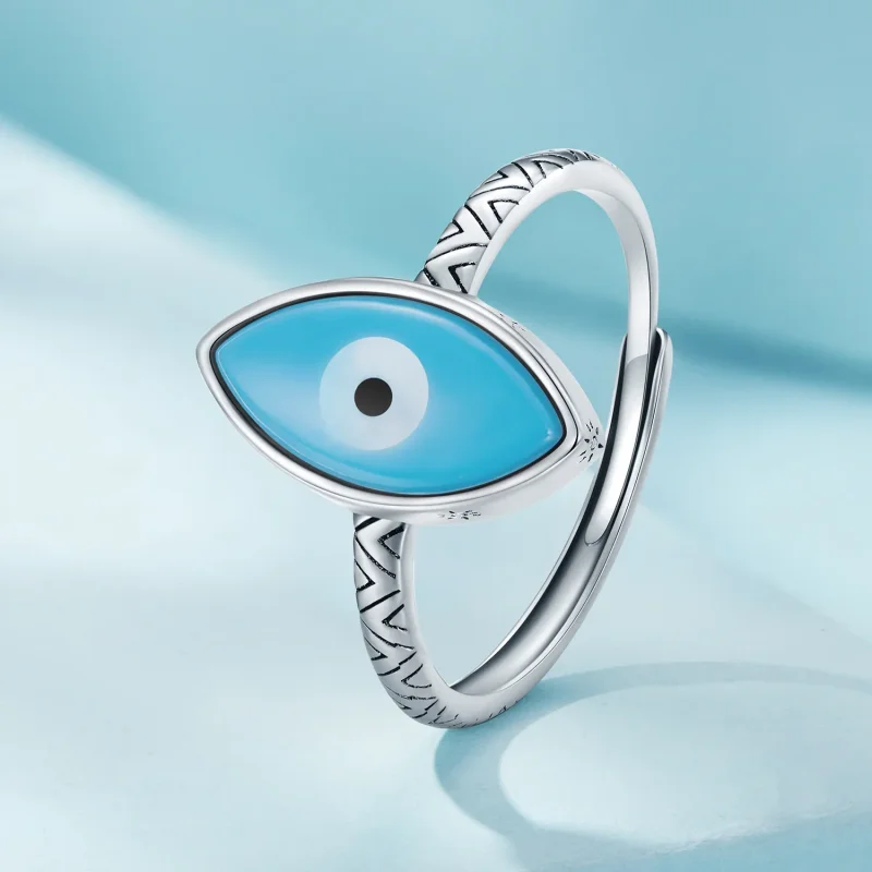(bilde for) Pandora Style Blue Devil Eye Open Ring - SCR937 - Vis 2